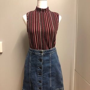 NEW Anthropologie Postage Stamp 9-H15 STCL Striped Sleeveless Top Size S